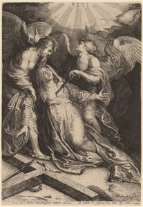 跪着的母校，由两个天使支撑着 作者 彼得·保罗·鲁本斯爵士之后的威廉·范德莱乌