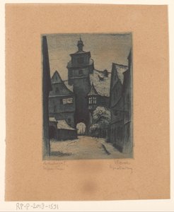 托贝尔河畔罗滕堡的魏塞尔图尔姆景观
Rothenburg o. T. Weisserturm（物体上的标题） 作者 Willi Foerster（艺术家签名）
