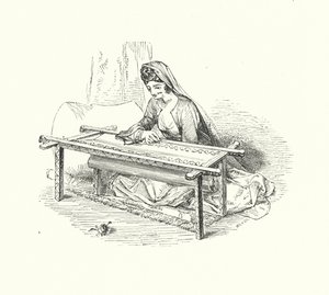Lady embroidering (engraving) 作者 威廉（后）哈维
