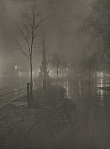 纽约哥伦布广场的 "湿夜"。 作者 威廉·弗雷泽