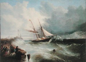 1840年，阿尔伯特王子在前往伦敦与维多利亚女王结婚的途中抵达多佛尔（布面油画）。
