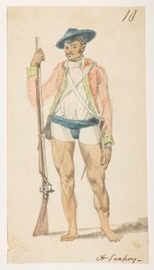 10 "A Seapoy."，选自马戛尔尼勋爵于 1792 年至 1794 年间出使中国期间绘制的 372 幅风景、海岸线、服饰和日常生活画册（纸面铅笔和水彩画） 作者 威廉·亚历山大