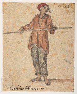 26 "科钦中国人"，选自马戛尔尼勋爵于 1792 年至 1794 年间出使中国期间绘制的 372 幅风景、海岸线、服饰和日常生活画册（纸面铅笔和水彩画） 作者 威廉·亚历山大