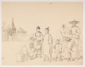 一组，选自马戛尔尼勋爵出使中国期间绘制的 372 幅风景、海岸线、服饰和日常生活图集 作者 威廉·亚历山大