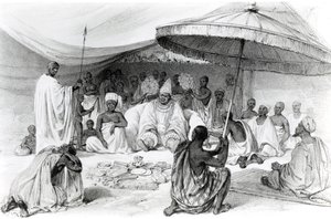 Attah，来自&39;尼日尔河上的风景如画，于1832年至1933年在兰德的最后一次访问期间勾勒出的&39;，1840年查尔斯·哈格的石版画 作者 William Allen