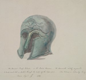 来自伦敦霍尔本大英博物馆的古代铜质头盔，1784年