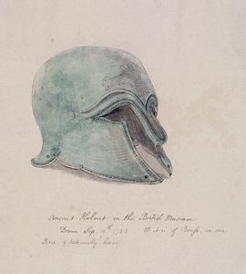 来自伦敦霍尔本大英博物馆的古代铜质头盔，1784年