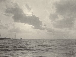 水面上的日落，1890年代。 作者 威廉·B·波斯特