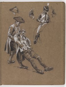 研究威廉·巴恩斯·沃尔伦（William Barns Wollen）的油画，《列克星敦战役1775年》。 作者 威廉·巴恩斯（William Barnes）羊毛