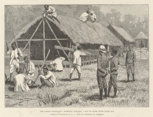 Lushai Expedition，Goorkhas建造了一个小屋来存放他们的备件套件 作者 威廉·巴恩斯（William Barnes）羊毛