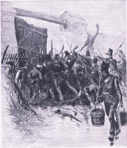袭击La Haye Sainte，1915年英国陆地和海上战役的插图