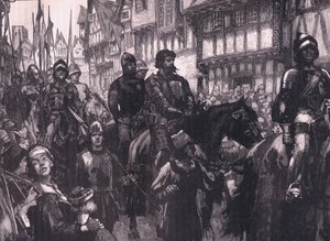 华莱士在去公元1304年威斯敏斯特大厅的路上 作者 威廉·巴恩斯（William Barnes）羊毛