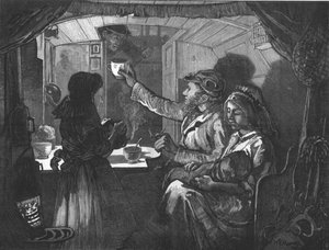 运河生活-猴子船上的下午茶时间，1874年 作者 威廉·巴泽特·默里