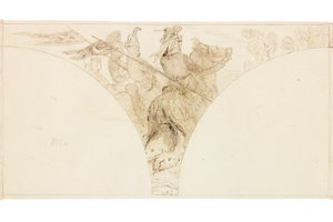 Wallington Hall（bodycolour）壁画素描 作者 威廉·贝尔·斯科特