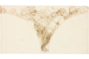 Wallington Hall（bodycolour）壁画素描 作者 威廉·贝尔·斯科特