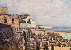 从码头俯瞰布罗德斯泰斯的旧貌（彩色石版画） 作者 威廉·比斯科姆·加德纳