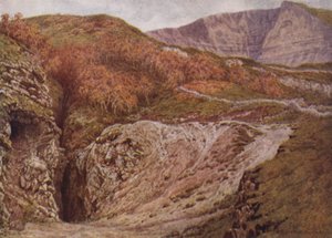 Odin Mine 和 Mam Tor，Castleton 附近（彩色石版画） 作者 威廉·比斯科姆·加德纳