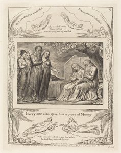 接受慈善的工作，1825年。 作者 威廉·布雷克