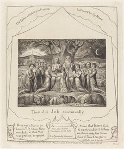 约伯和他的家庭》，1825年。 作者 威廉·布雷克