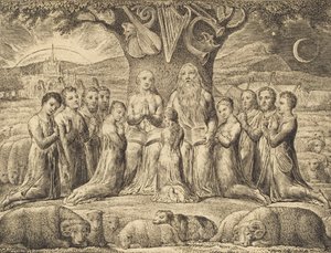 约伯和他的家庭》，1825年。 作者 威廉·布雷克