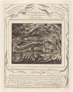 约伯的恶梦》，1825年。 作者 威廉·布雷克