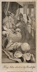 约翰国王在亨利·富塞利（Henry Fuseli）于1798年被潘多夫（Pandulph）赦免 作者 威廉·布雷克