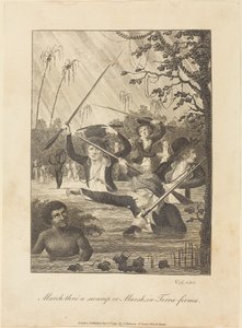 1793年，穿越地球上的沼泽地或沼泽的三月。 作者 威廉·布雷克