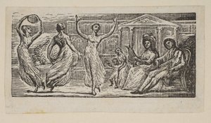 Menalcus看女人跳舞，出自桑顿的《维吉尔牧师》，1821年。 作者 威廉·布雷克