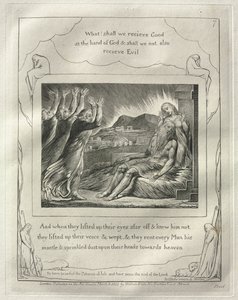 约伯记：第七，当他们抬起远处的眼睛，不认识他时，1825年。 作者 威廉·布雷克
