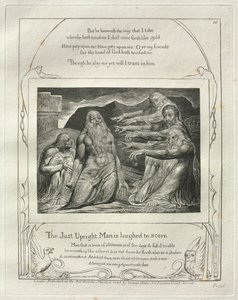 约伯记：Pl。 10，《正直男》被嘲笑，1825年。 作者 威廉·布雷克