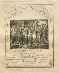 约伯记：Pl。 21，所以主祝福约伯的后半部比开始时要多，1825年。 作者 威廉·布雷克