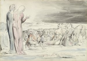 叛徒圈：阿尔伯蒂兄弟，由Dante Alighieri绘制的神圣喜剧插图，1824-27（笔和墨水用铅笔和粉笔在纸上） 作者 威廉·布雷克