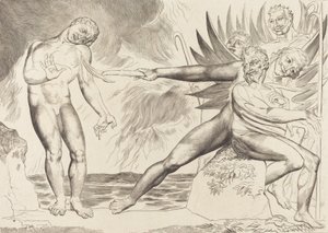 贪官的圈子，折磨Ciampolo的魔鬼，1827年。 作者 威廉·布雷克