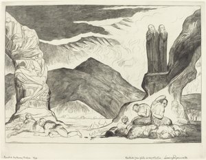 伪造者的圈子》，但丁和维吉尔因为恶臭而掩鼻，1827年。 作者 威廉·布雷克