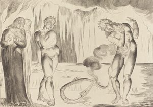 盗贼的圈子》，《被蛇袭击的布索-多纳蒂》，1827年。 作者 威廉·布雷克