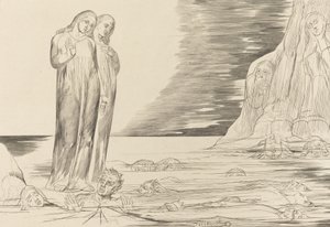 叛徒的圈子》，但丁的脚击Bocca degli Abbate，1827年。 作者 威廉·布雷克