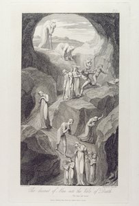 人类下降到死亡之谷，第8页，威廉布莱克（1757-1827）的“坟墓，一首诗”中的插图，由Luigi Schiavonetti（1765-1810）刻，1808年 作者 威廉·布雷克