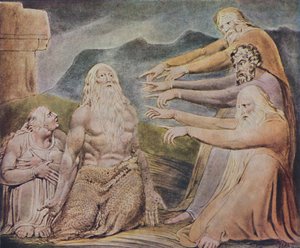正义正直的人被嘲笑，c1825，1947年 作者 威廉·布雷克