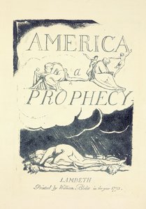 1790年代中期，“预言的美国”的标题页 作者 威廉·布雷克