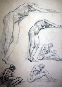 看哪，新郎来了，或十个处女，约1880年（纸上铅笔）。