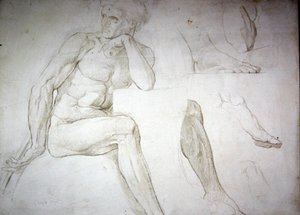 男性裸体研究（纸上铅笔）