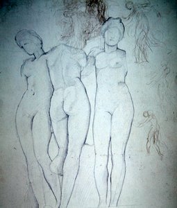 三幅裸体画（纸上铅笔） 作者 威廉·布莱克·里士满