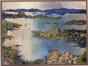 内陆海域（悉尼港），约1895年（纸上水） 作者 威廉·布莱米·杨