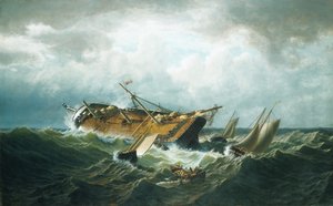 在南塔基特岛沉船沉没在一场暴风雨过后，约纳特基特号遇难。 1860-61。