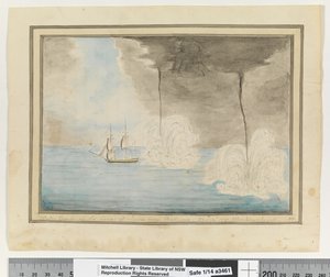 Opp. p. 290. `Water Spouts off the Coast of Java near Batavaia. 24 Sepr 1791. Waakzamheydt