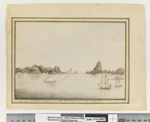 Opp. p. 36. `In Rio Janeiro, looking towards the Entrance. 1787