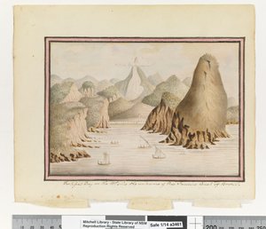 Opp. p. 38. `Fortified Bay on the Wt side the entrance of Rio Janeiro Coast of Brazil