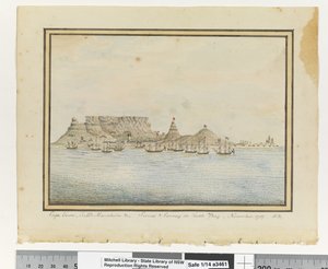 奥普。 页。 46.`开普敦，桌山&c; 天狼星和车队在桌湾，11 月。 1787