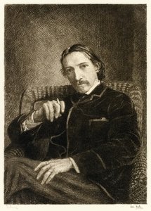 罗伯特路易斯史蒂文森（1850-1894）英国作家以其最畅销书籍金银岛，被绑架以及杰基尔博士和海德先生的奇怪案例而闻名。 William Brassey Hole的插图（1 作者 威廉·布拉西·霍尔