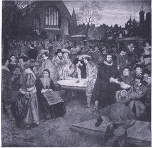 签署Greyfriars Churchyard 1638的国家公约，来自Wasellsley Book Company Limited出版的Cassells英国人的历史，c.1940 作者 威廉·布拉西·霍尔